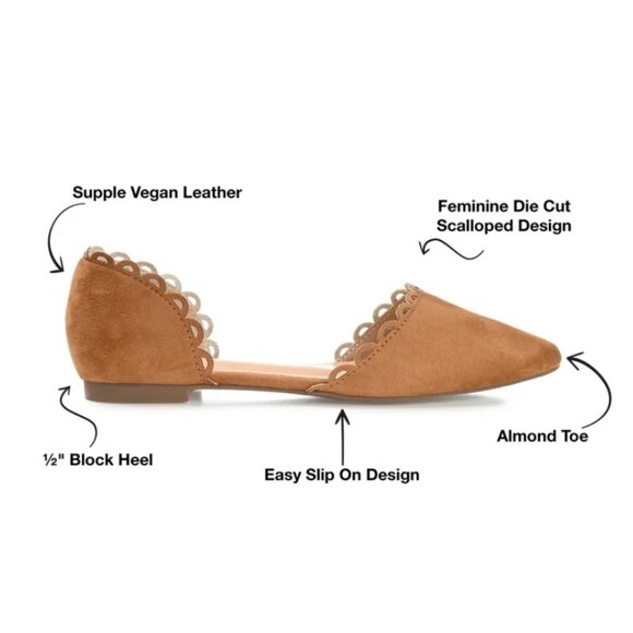 Journee Womens Jezlin Slip On Almond Toe Ballet Flats Cognac - Picture 6 of 6